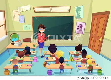 Lesson in Elementary School Cartoon Vector 48282313