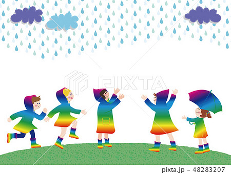 雨の日の子供２（５人の子供達） 48283207
