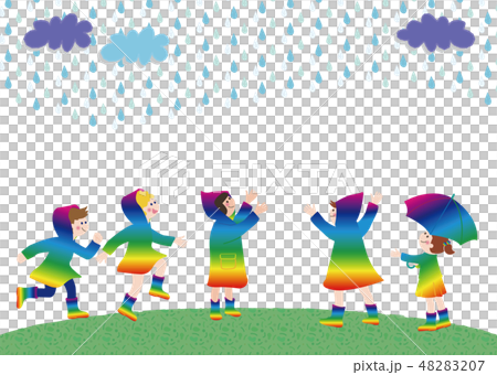 雨の日の子供２（５人の子供達） 48283207