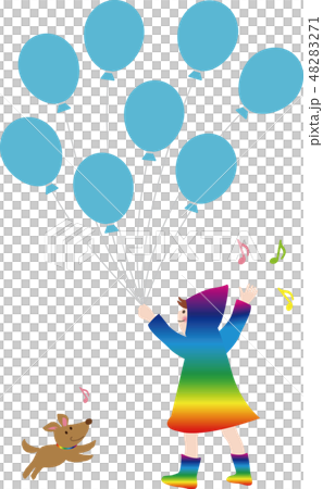 Child 9 on rainy day (children and balloons) 48283271
