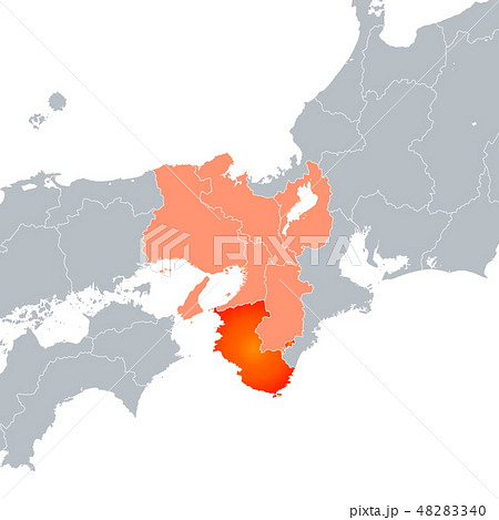 和歌山県地図と関西地方のイラスト素材 4340