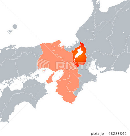 滋賀県地図と関西地方のイラスト素材 4342