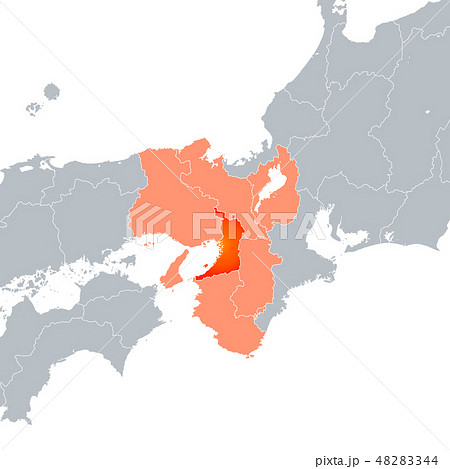 大阪府地図と関西地方のイラスト素材 4344