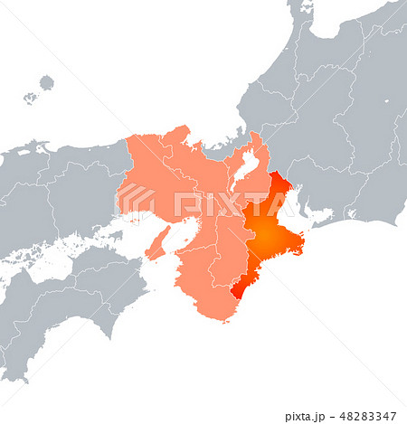 三重県地図と近畿地方のイラスト素材 4347