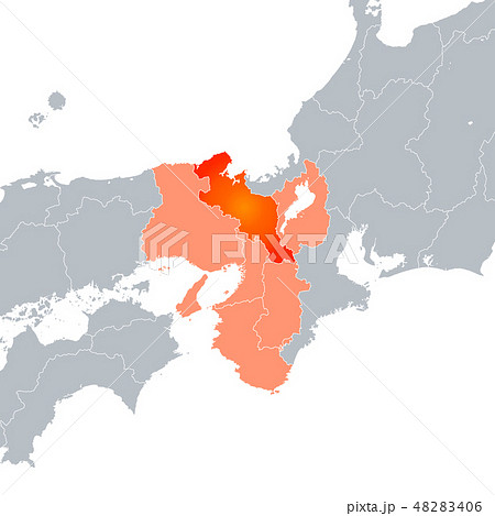 京都府地図と関西地方のイラスト素材 4406