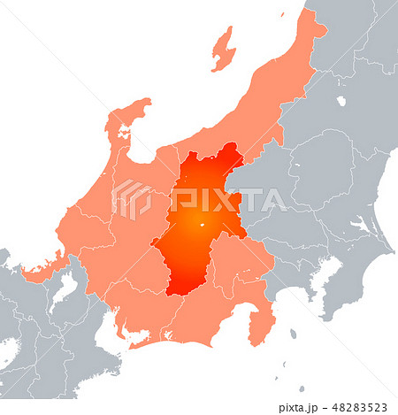 長野県地図と中部地方のイラスト素材 4523
