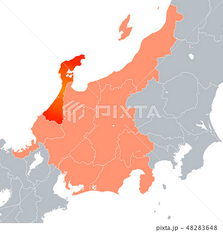 石川県地図と中部地方のイラスト素材 4648