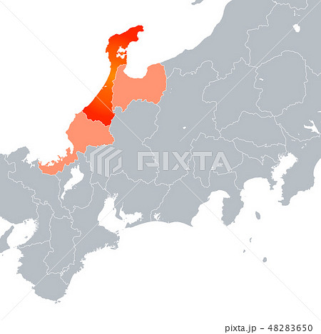 石川県地図と北陸地方のイラスト素材 4650