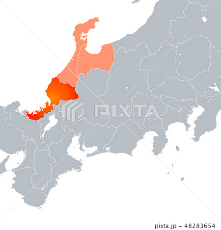 福井県地図と北陸地方のイラスト素材 4654