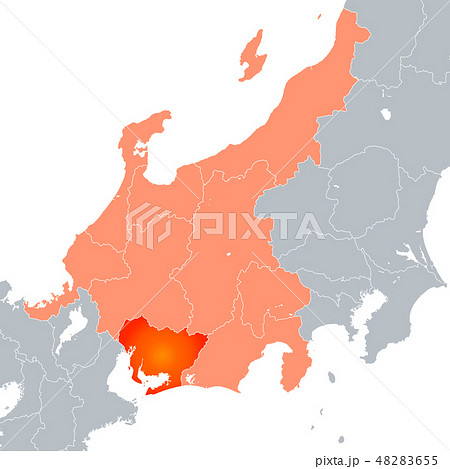 愛知県地図と中部地方のイラスト素材 4655