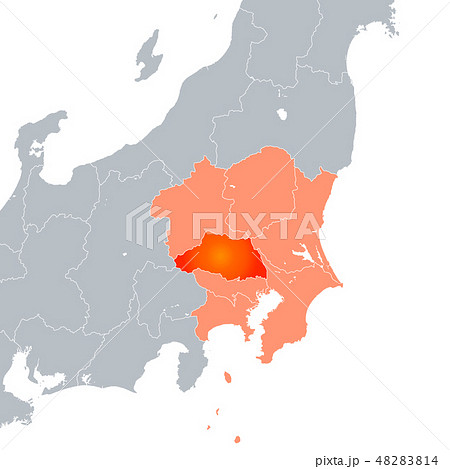 埼玉県地図と関東地方のイラスト素材 4814