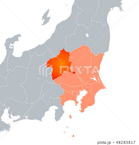 群馬県地図と関東地方のイラスト素材 4817