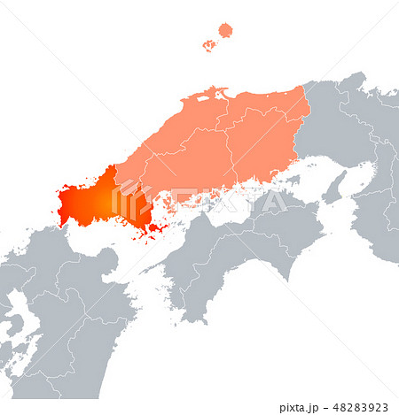 山口県地図と中国地方のイラスト素材 4923