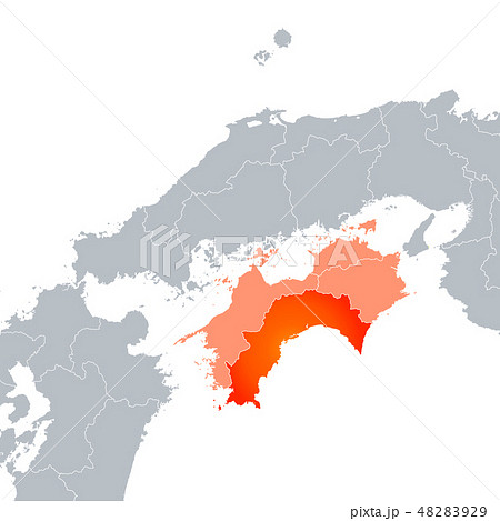 高知県地図と四国地方のイラスト素材 4929