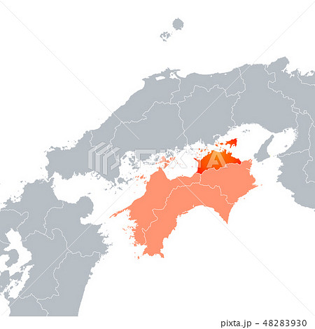 香川県地図と四国地方のイラスト素材 4930