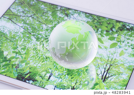 エコロジー・森の画像とガラスの地球儀 48283941