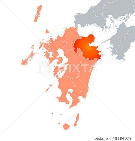 大分県地図と九州地方のイラスト素材 48284078 Pixta