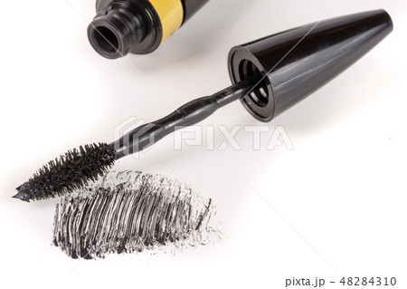 Black mascara isolated on white background macro Black mascara isolated on white background macro 48284310