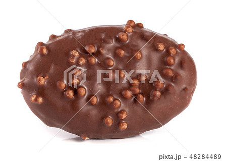 one chocolate candy isolated on white background 48284489