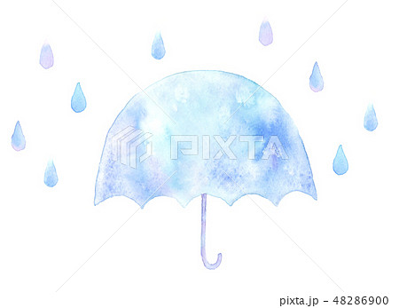 傘と雨粒 水彩イラストのイラスト素材