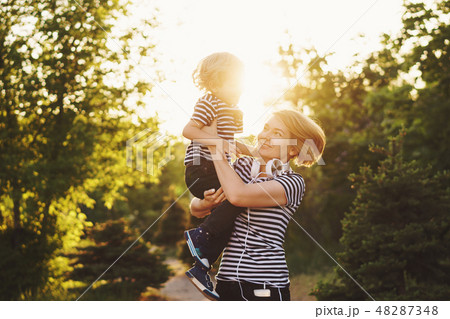 Mother and son. Family time Mother and son. Family time 48287348