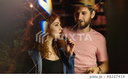 Happy couple on date 48287414