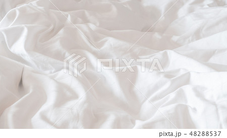 White bed sheet blanket, wrinkled duvet background 48288537