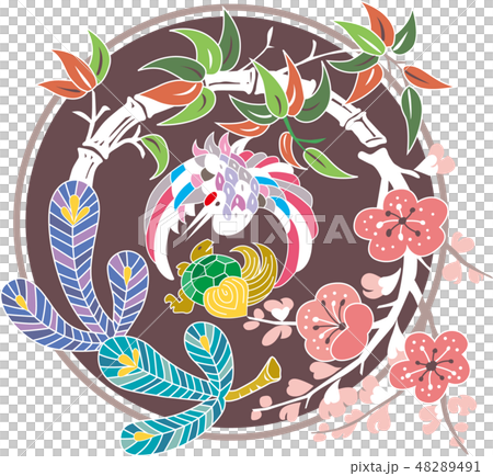 吉祥-鳳・亀・竹・梅のイラスト素材 [48289491] - PIXTA