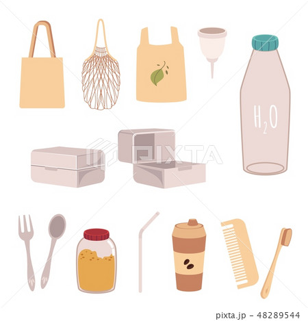 Zero waste elements organic set in a flat style. Zero waste elements organic set in a flat style. 48289544