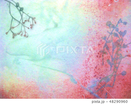 植物と絵の具の背景画 48290960