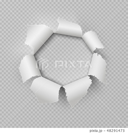 Paper rip hole. Realistic torn ragged gap poster damage edge ripped frame transparent bullet hole 48291473