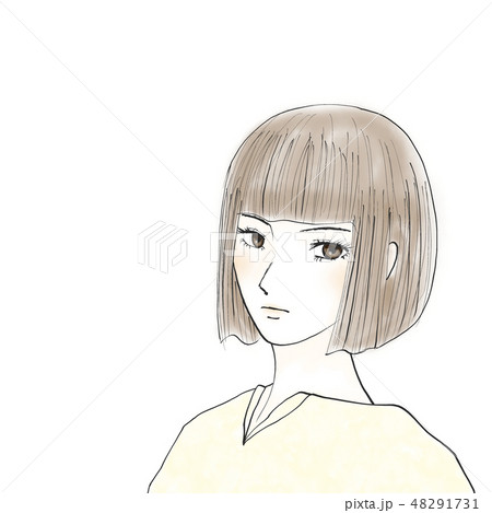 ボブヘアの女の子のイラスト素材