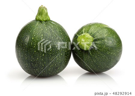 Green round zucchini isolated on white Green round zucchini isolated on white 48292914