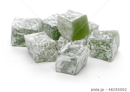 Green Turkish delights isolated on white 48293002