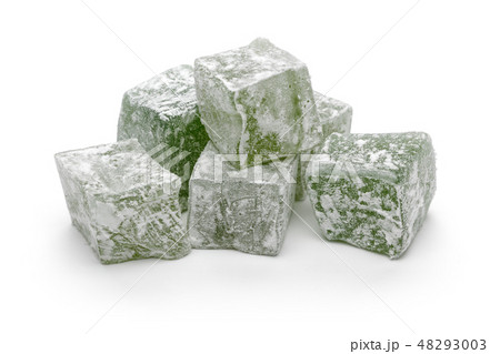Green Turkish delights isolated on white 48293003