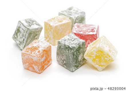 Mixed Turkish delights isolated on white 48293004