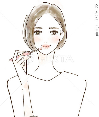 リップ 口紅をつける女性 若い 綺麗 おしゃれのイラスト素材