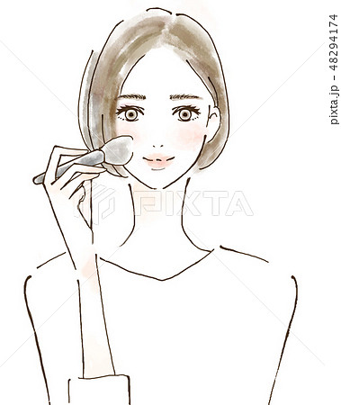 化粧 メイク おしゃれをする女性 ブラシ 若いのイラスト素材