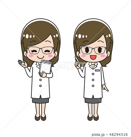 女医 白衣 女性 セットのイラスト素材