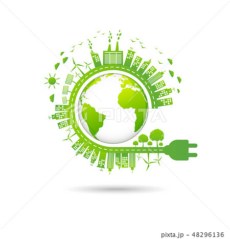 Ecology concept with green city Ecology concept with green city 48296136