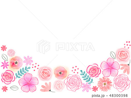 花のフレーム ピンク系のイラスト素材