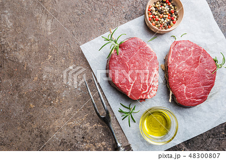 Raw marbled meat steak 48300807