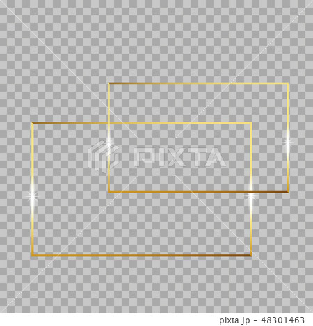 Gold shiny glowing vintage frame isolated on transparent background. Vector border illustration Gold shiny glowing vintage frame isolated on transparent background. Vector border illustration 48301463
