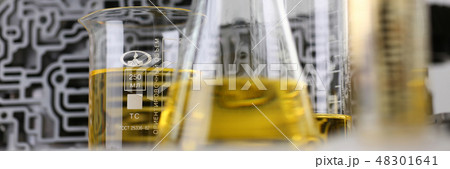 Test tube chemistry flask against background 48301641