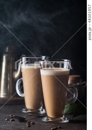 Glass with cold latte Glass with cold latte 48301957