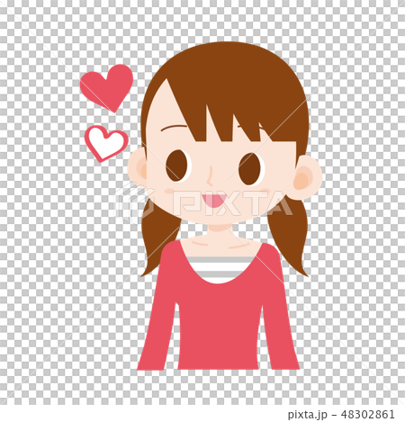 私服の10代の女の子　上半身　ハートマーク 48302861