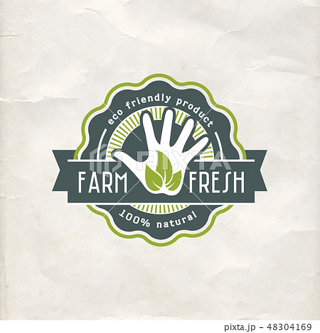 Natural organic food flat logo on paper background 48304169