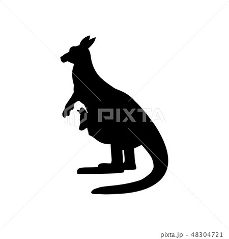 Kangaroo mum with Kangaroo baby in pouch marsupial mammal silhouette animal 48304721