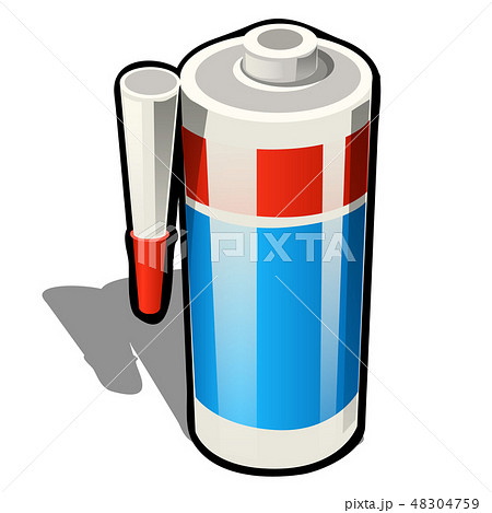 Plastic tube of silicone sealant or glue isolated on white background. Vector cartoon close-up Plastic tube of silicone sealant or glue isolated on white background. Vector cartoon close-up 48304759