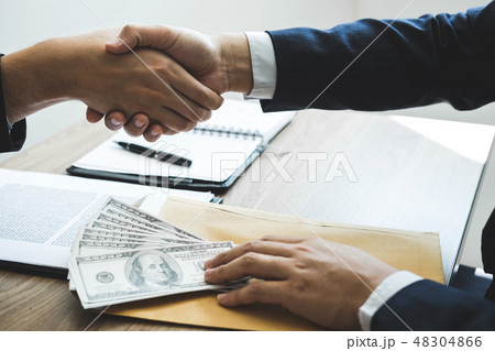 Dishonest cheating in business illegal money, Businessman handsh 48304866